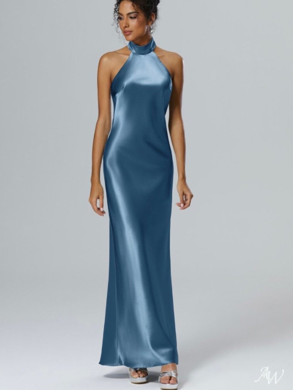 AW MUGWORT DRESS (CRYSTAL SATIN INK BLUE)